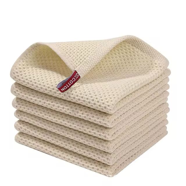 Cotton Towel Soft Absorbent Dishcloth Kitchen Dish Rags Honeycomb Breathable Face Wash Towel Household Cleaning Cloth Wash Cloth