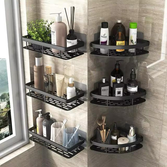 Bathroom Shelf Makeup Storage Organiser Aluminum Alloy Shampoo Rack Shower Shelf Bathroom Accessories No Drill Wall Shelf