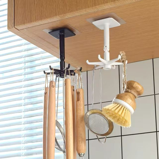 Kitchen Hook Multi-Purpose With 6 Hooks 360 Degrees Rotated Rotatable Rack For Organiser And Storage Spoon Hanger Kitchen Gadget