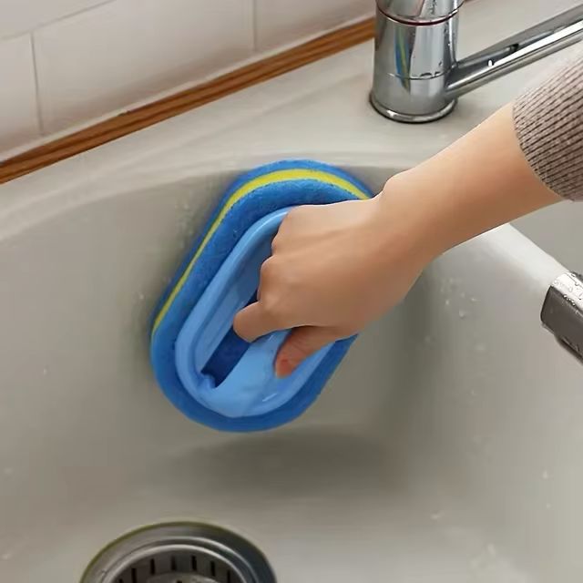 Kitchen Bathroom Toilet Cleaning magic sponge Glass Wall Cleaning Bath Brush Handle Sponge Ceramic Window Slot Clean Brush